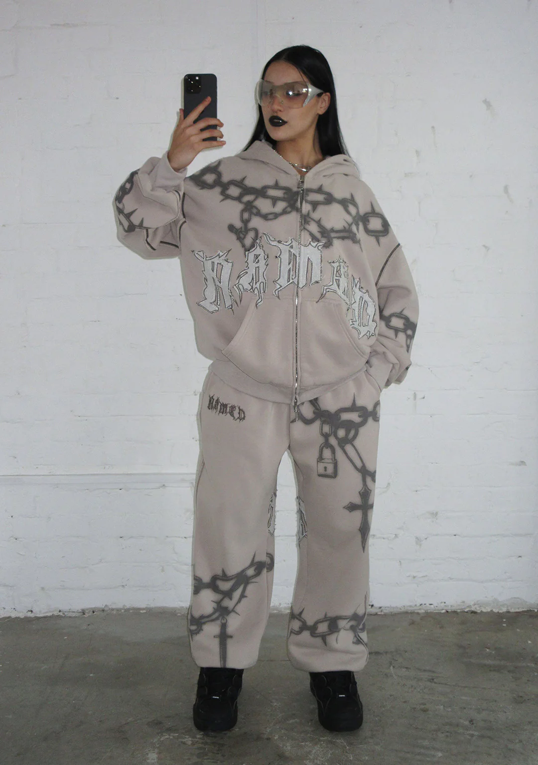 CHAINS ZIP HOODIE BONE - Image 2