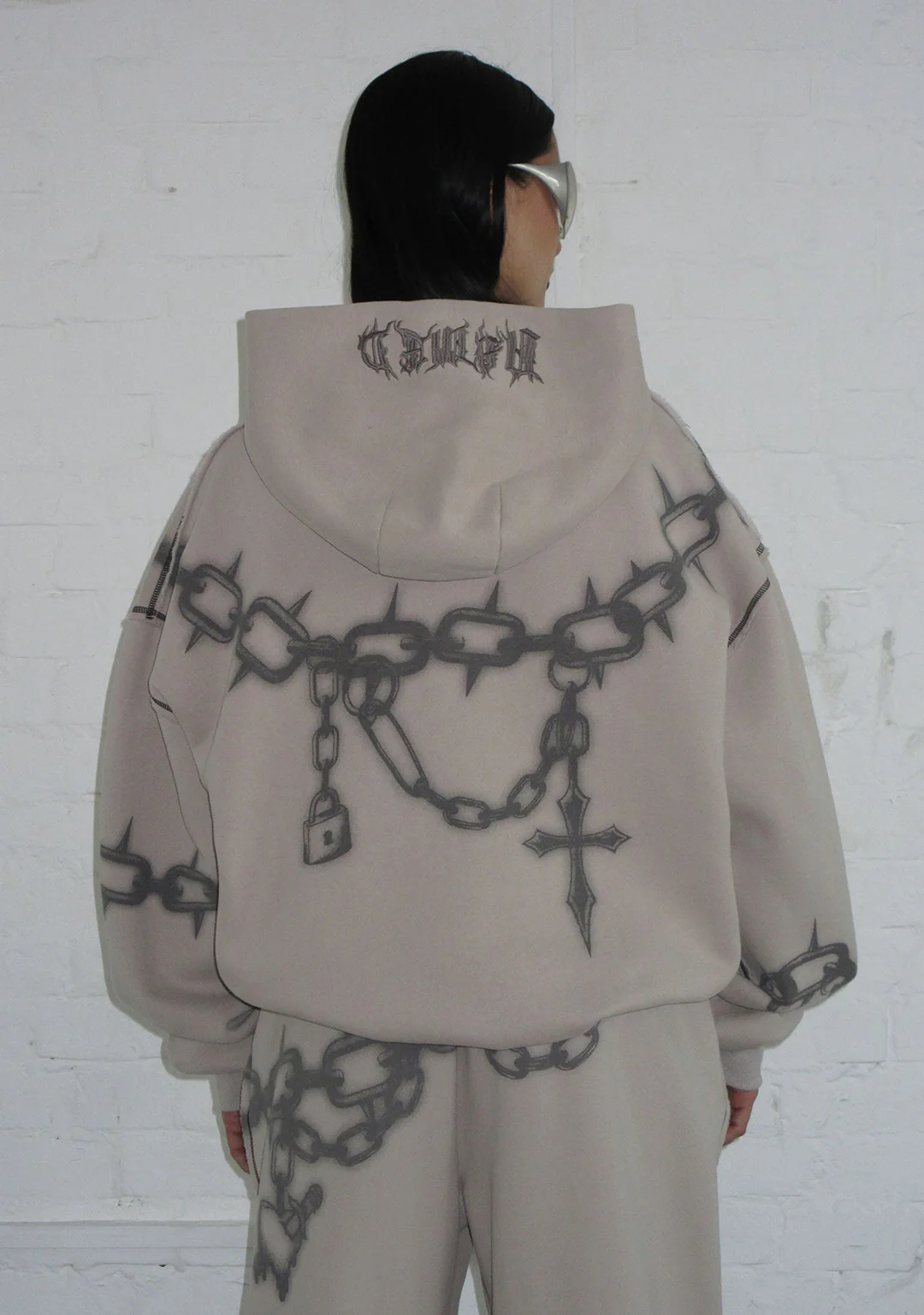 CHAINS ZIP HOODIE BONE - Image 3