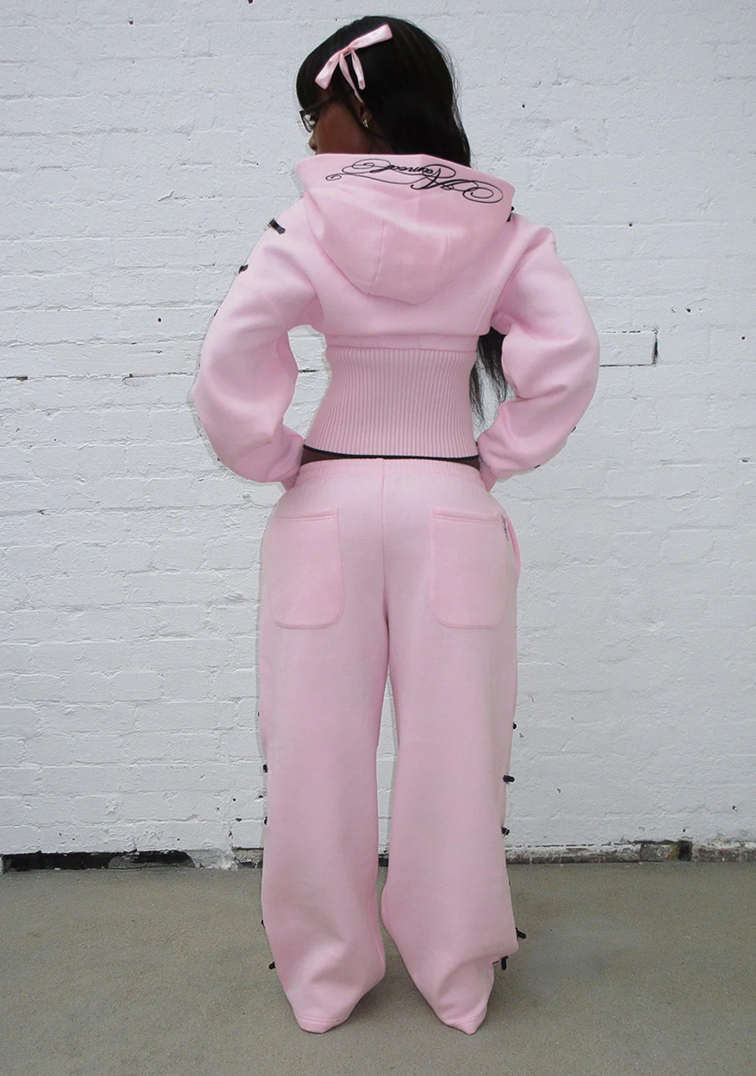 CRUSH BUCKLE OVERSIZED SWEATPANTS BABY PINK - Image 3