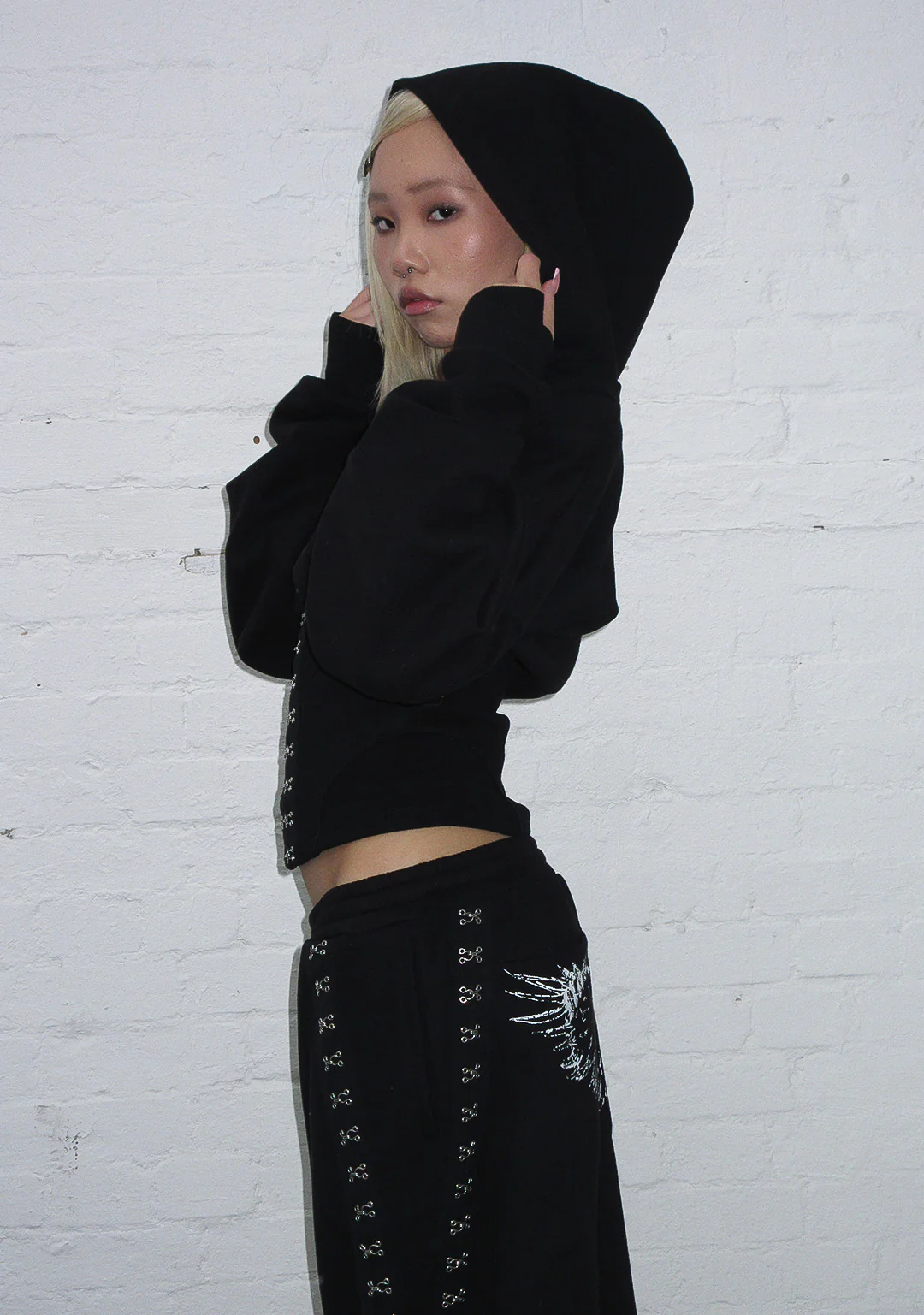 FALLEN CORSET SCULPT HOODIE BLACK - Image 5
