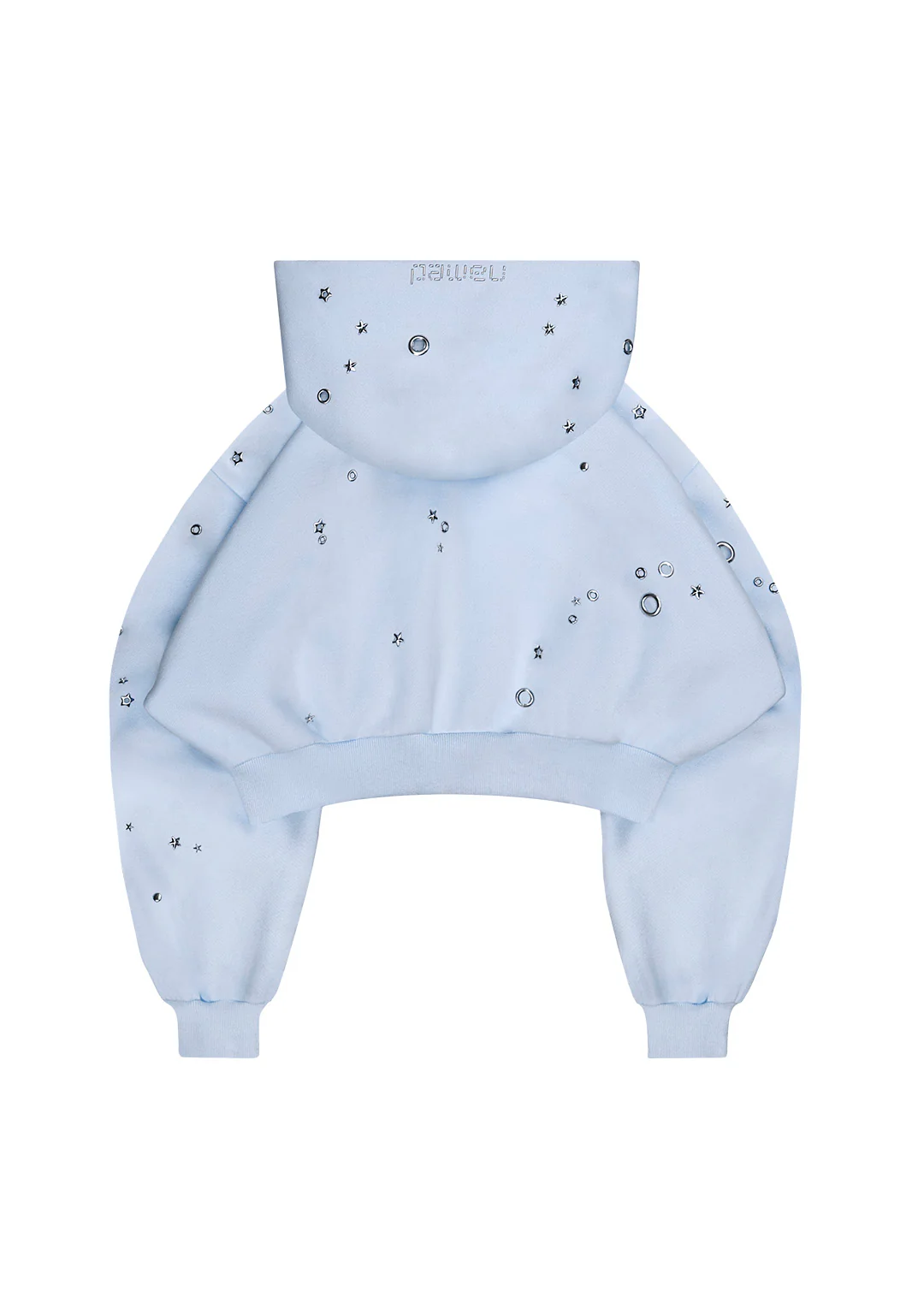 GLITCH EYELET CROP ZIP HOODIE BABY BLUE - Image 6
