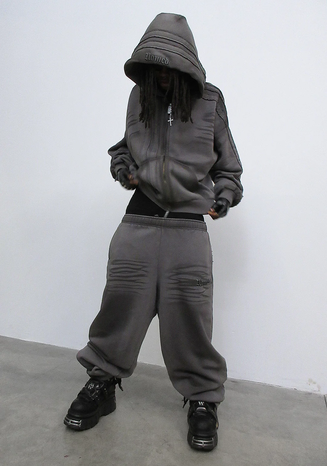 GRIME ZIP HOODIE WASHED SLATE - Image 2
