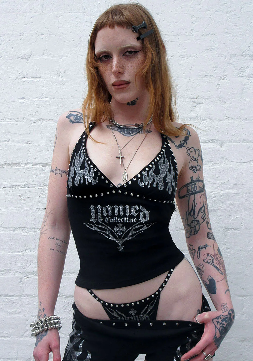 IGNITE RHINESTONE HALTERNECK CAMI TOP BLACK - Image 2