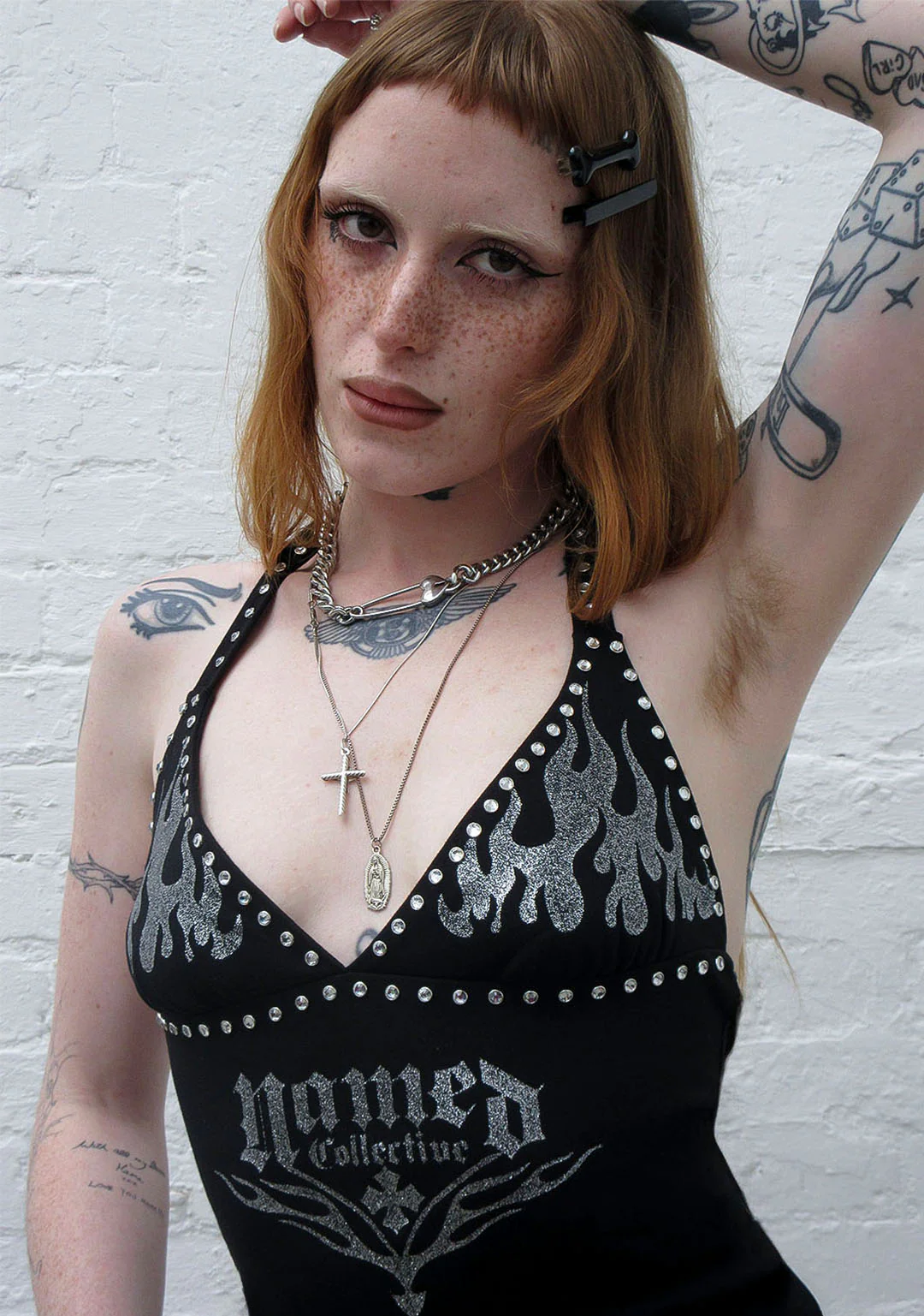 IGNITE RHINESTONE HALTERNECK CAMI TOP BLACK - Image 3
