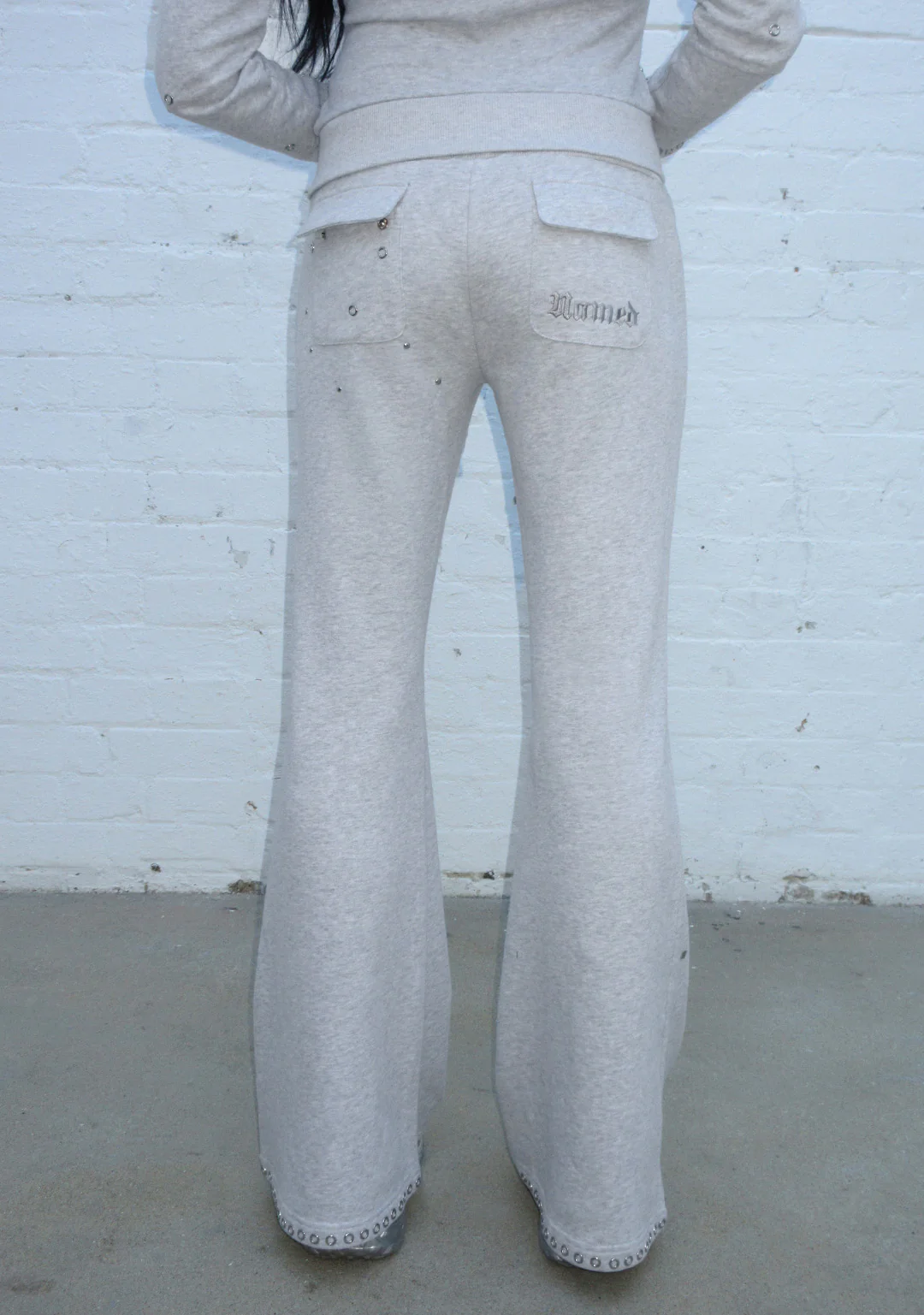KNIGHT STUDDED FITTED PANTS GREY MARL - Image 6