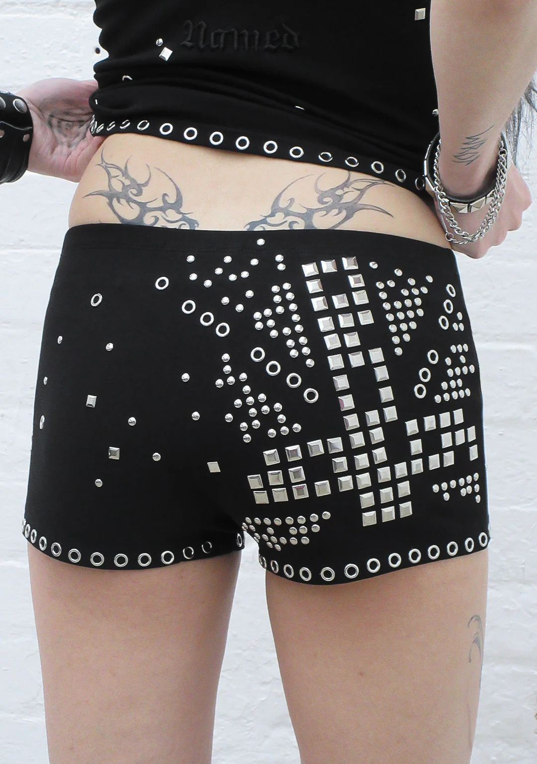 KNIGHT STUDDED MICRO HOTPANT SHORTS BLACK - Image 5