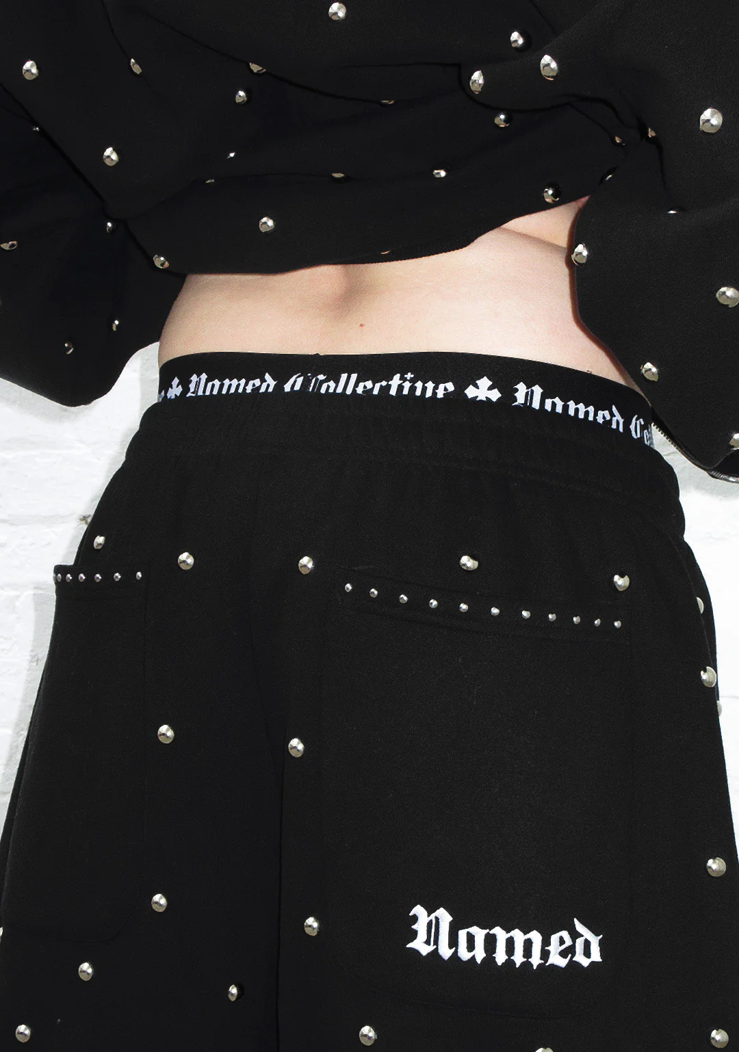 NOVA STUDDED POLKA DOT OVERSIZED SWEATPANTS BLACK - Image 6