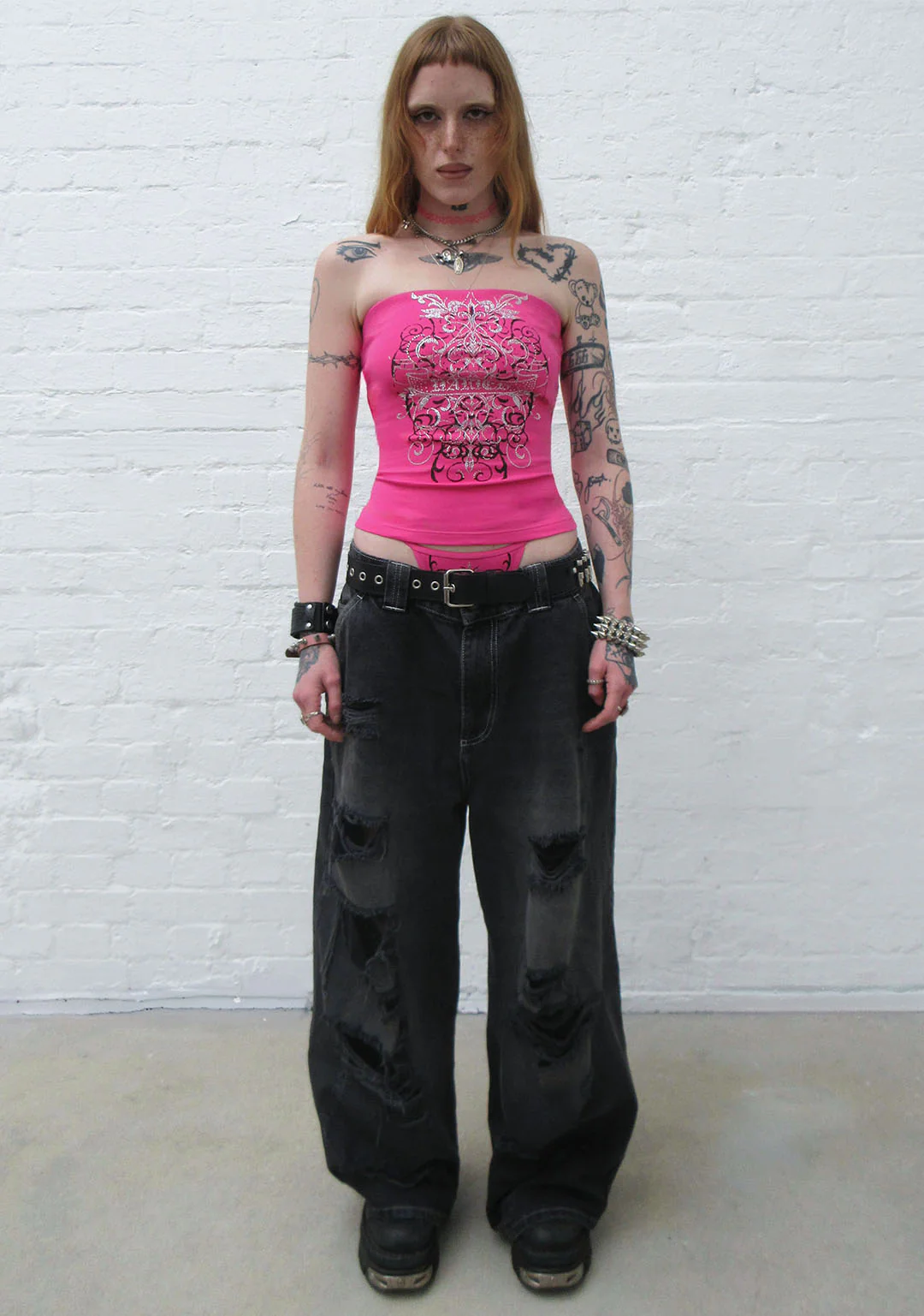 OBSESSION RHINESTONE TUBE TOP HOT PINK - Image 3