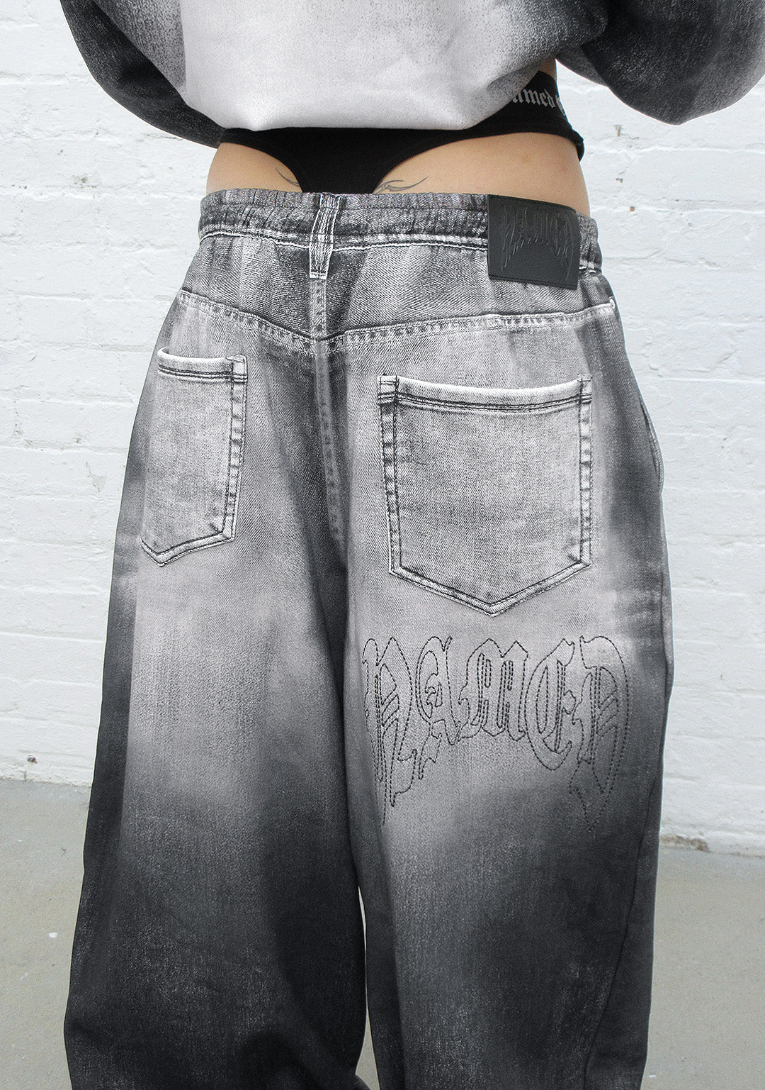 OFF GRID DENIM EFFECT OVERSIZED SWEATPANTS WASHED BLACK - Image 3