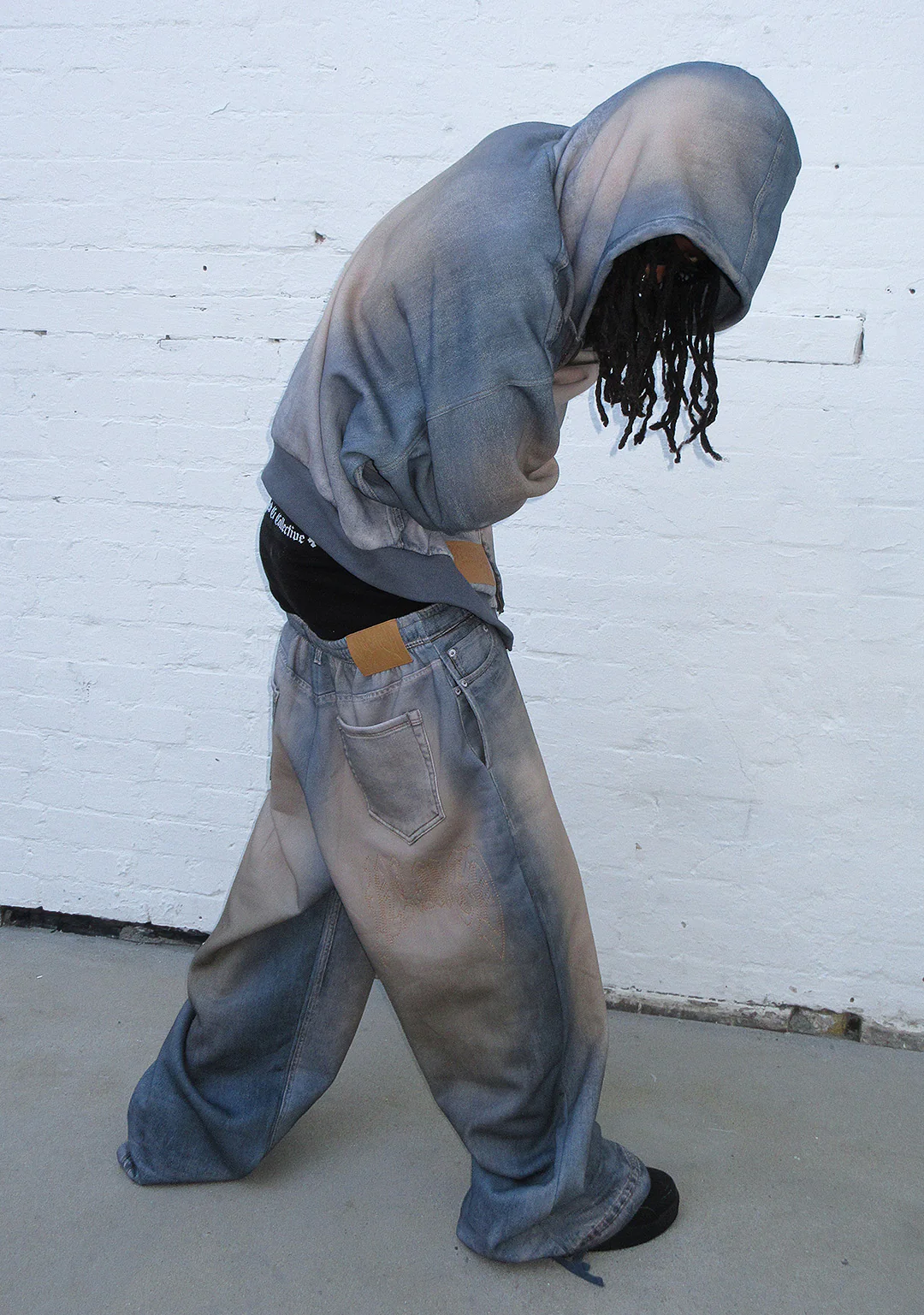 OFF GRID DENIM EFFECT ZIP HOODIE WASHED BLUE - Image 4