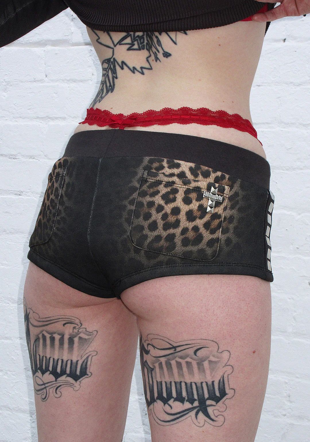 RUMOUR STUDDED MICRO SHORTS LEOPARD - Image 3