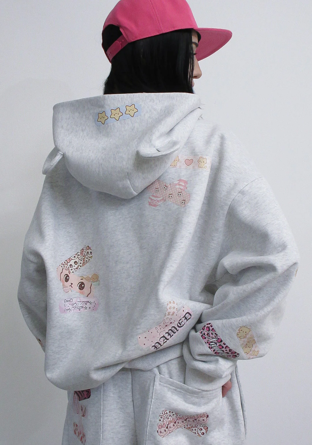 STITCH TEDDY ZIP HOODIE WHITE MARL - Image 5