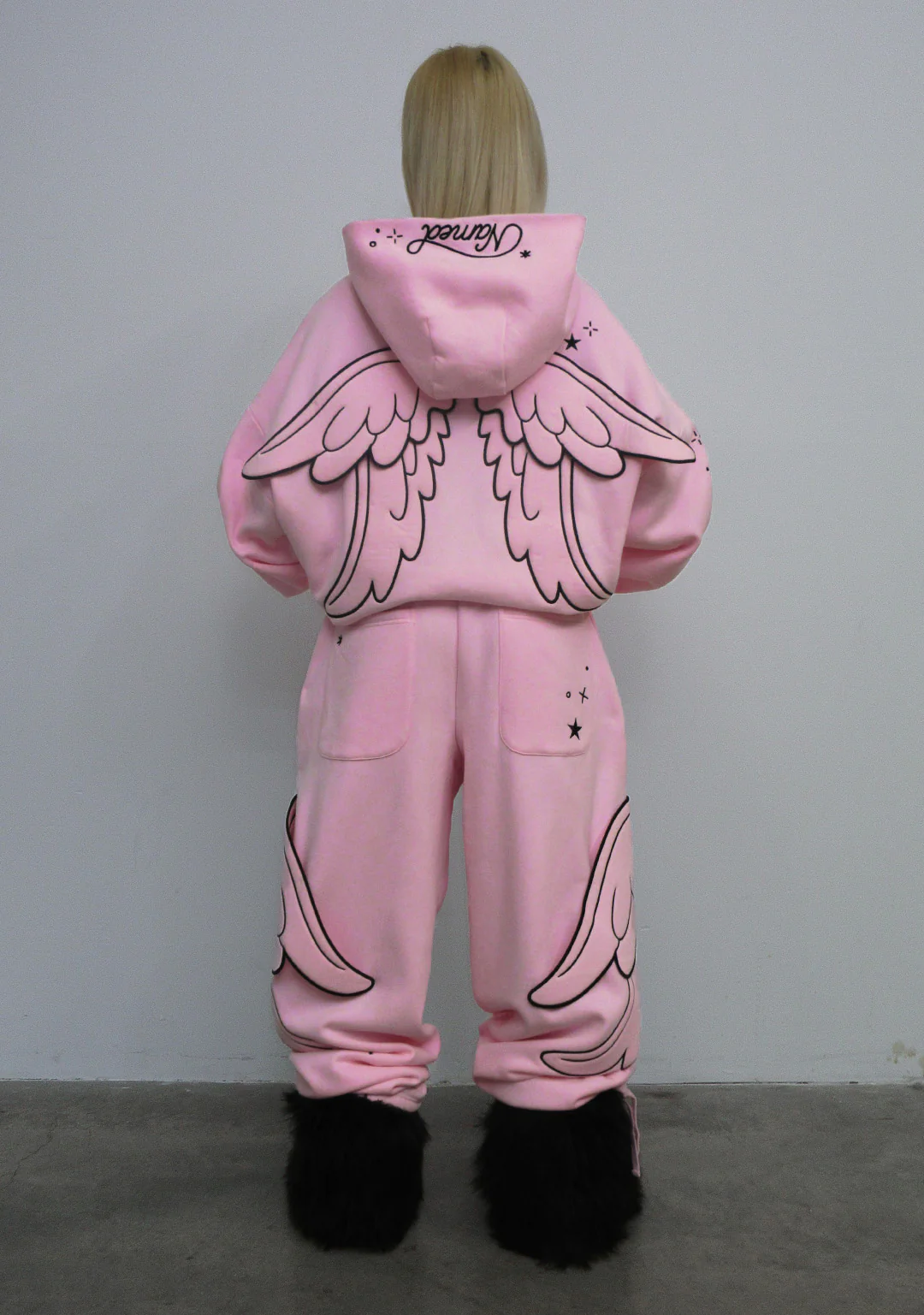 STITCH WINGS PULLOVER HOODIE BABY PINK (DETACHABLE WINGS) - Image 2