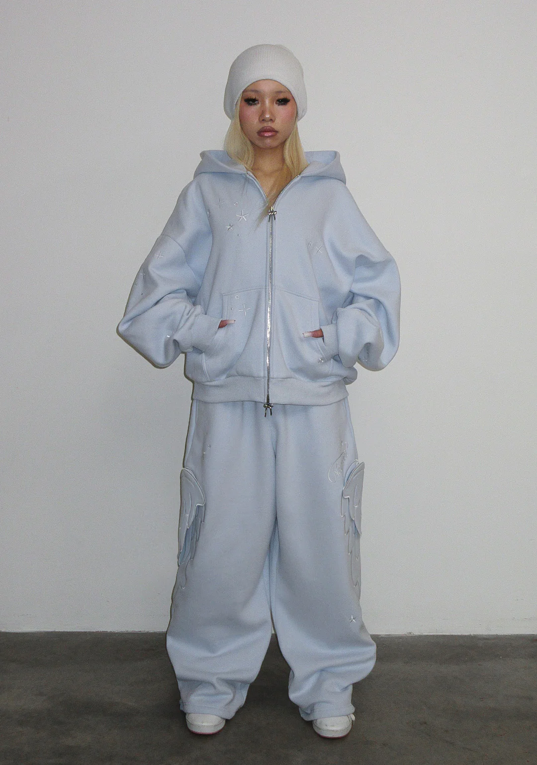 STITCH WINGS ZIP HOODIE BABY BLUE (DETACHABLE WINGS) - Image 3