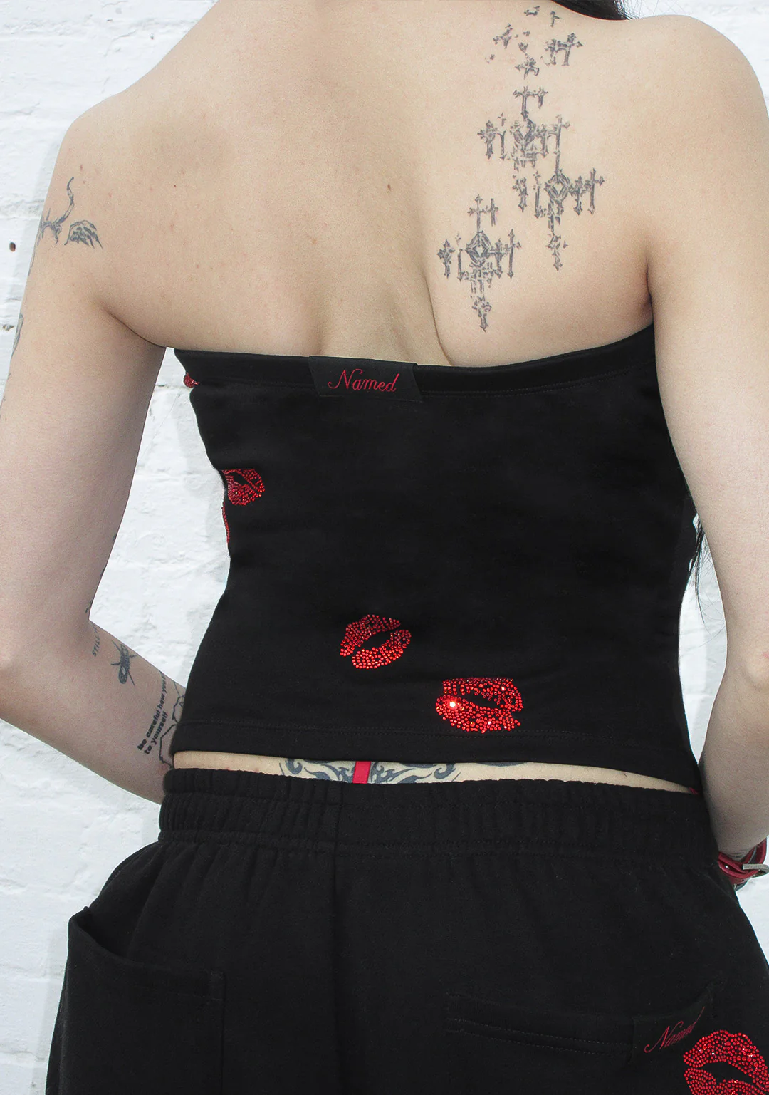 TEASE RHINESTONE KISS TUBE TOP BLACK - Image 5