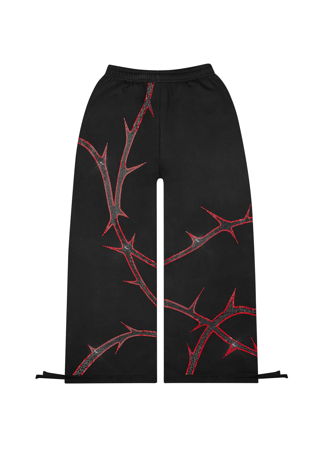 THORN RHINESTONE SWEATPANTS BLACK AND RED - Image 5