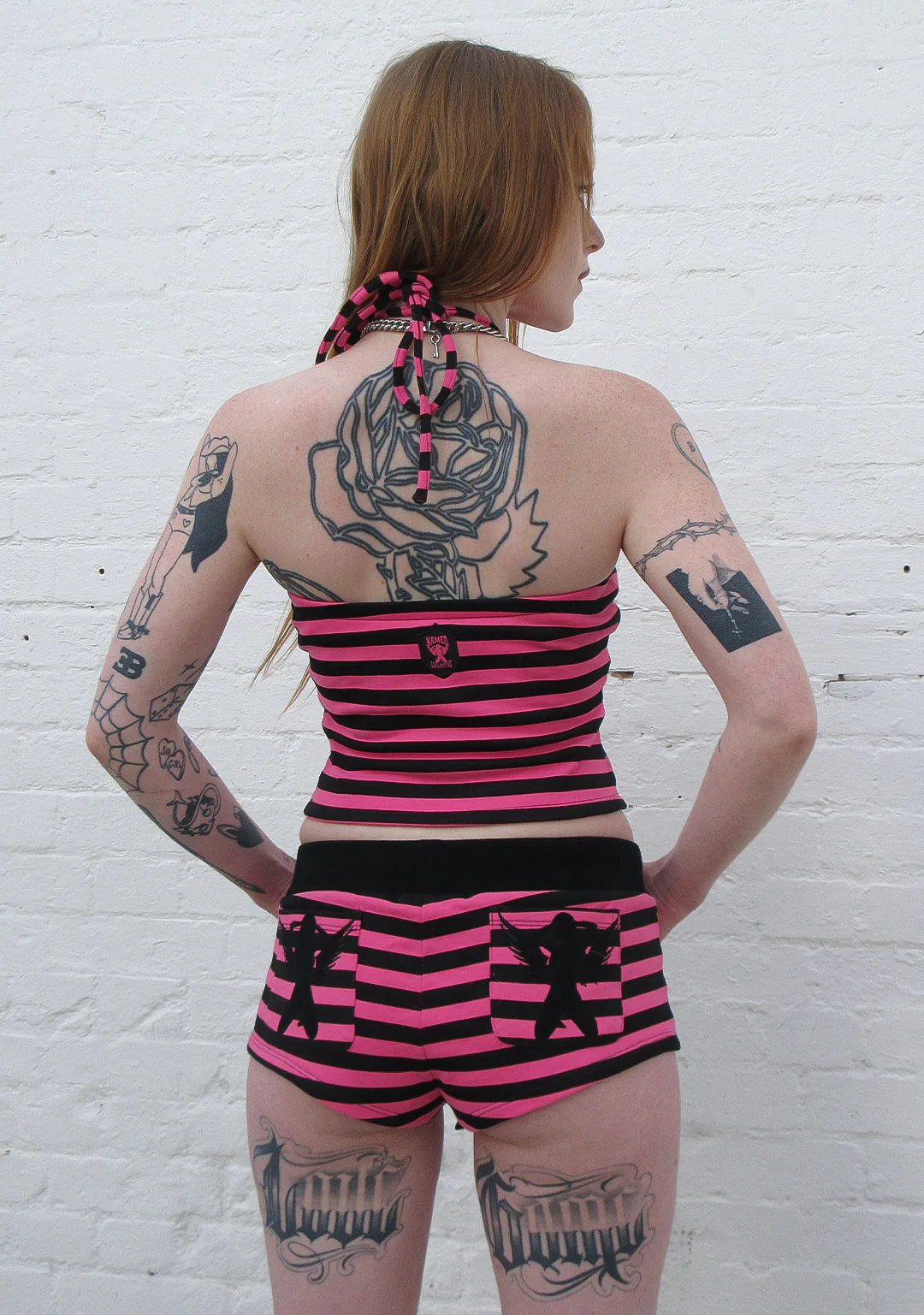VICE HALTERNECK TANK TOP HOT PINK STRIPE - Image 3
