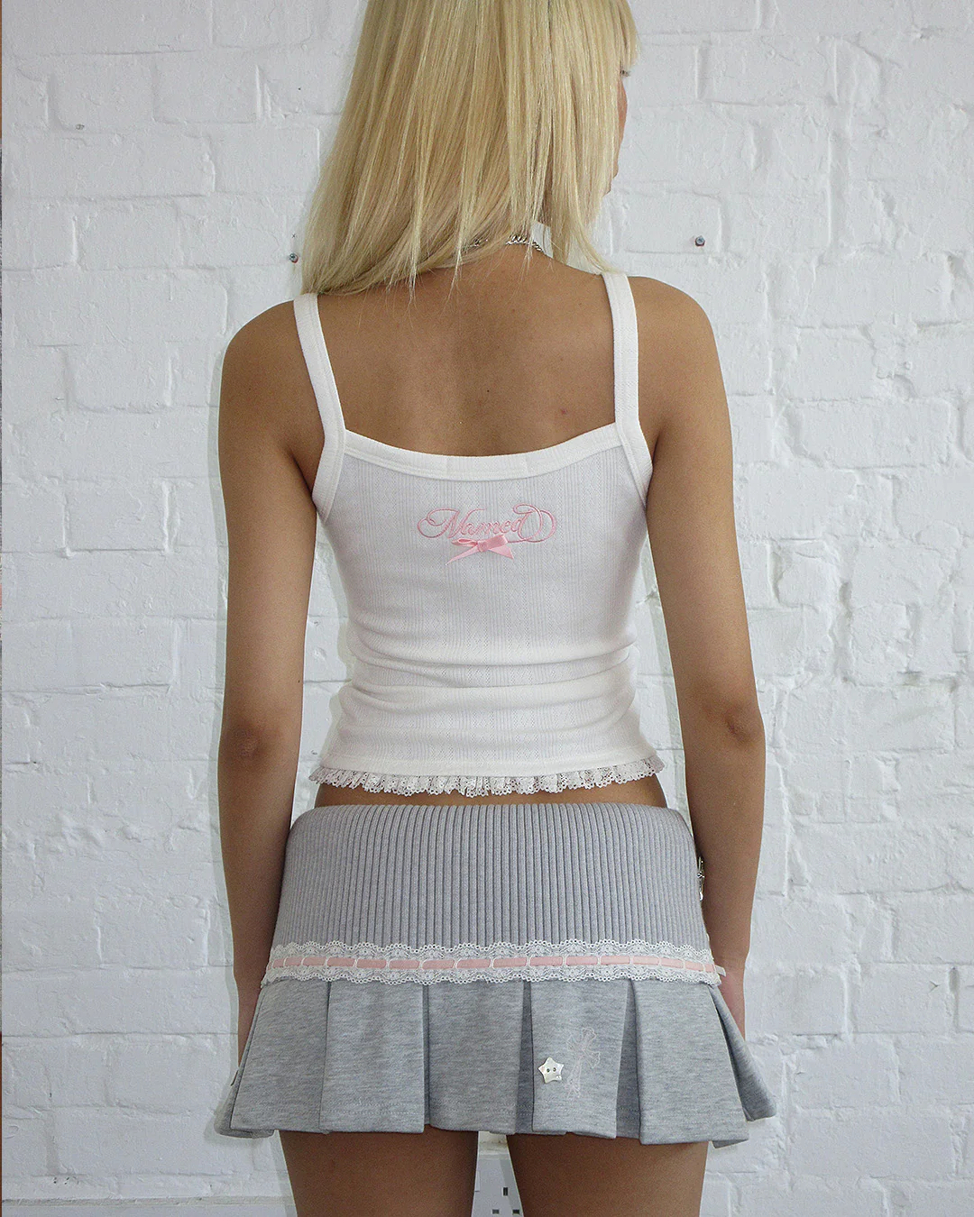 WHISPER PLEATED MINI SKIRT GREY MARL - Image 4