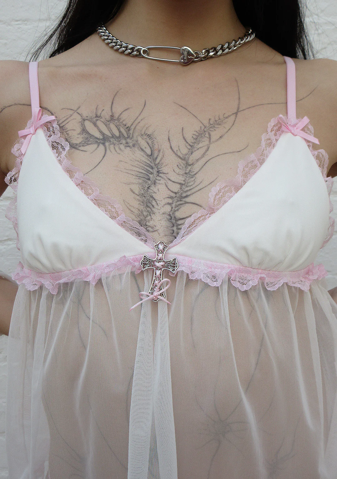 WHISPER SHEER MESH CAMI TOP WHITE - Image 4
